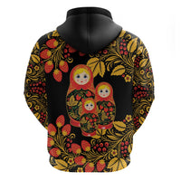 Russian Matryoshka Doll Zip Hoodie Khokhloma Patterns - Wonder Print Shop