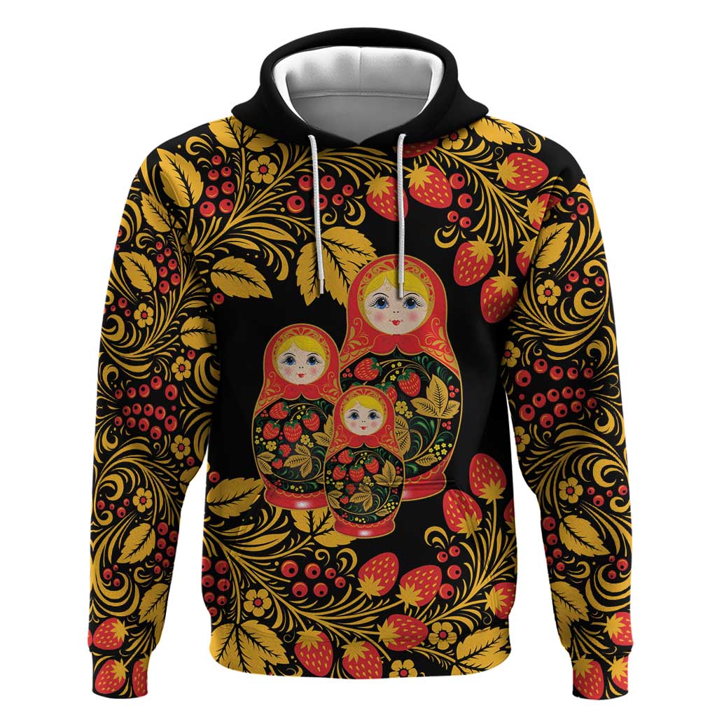 Russian Matryoshka Doll Zip Hoodie Khokhloma Patterns - Wonder Print Shop