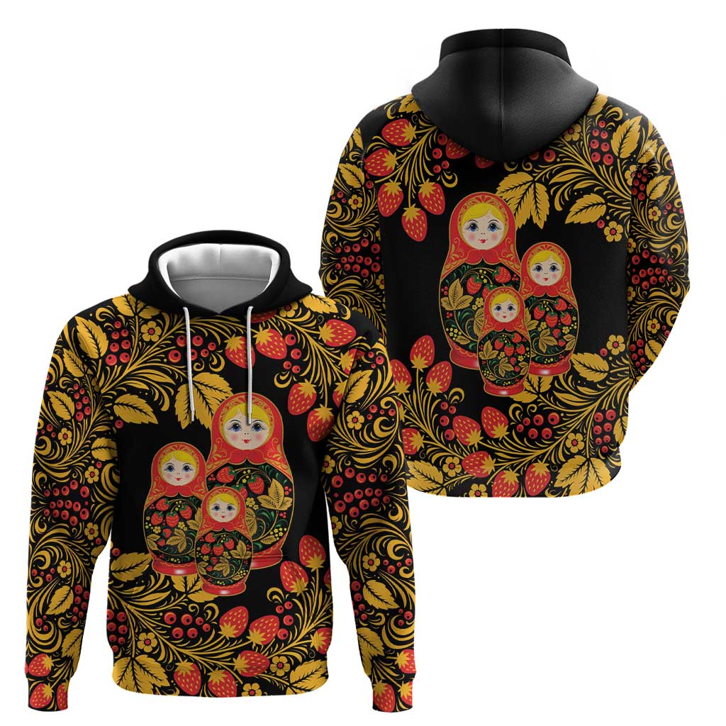 Russian Matryoshka Doll Zip Hoodie Khokhloma Patterns - Wonder Print Shop