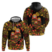 Russian Matryoshka Doll Zip Hoodie Khokhloma Patterns - Wonder Print Shop