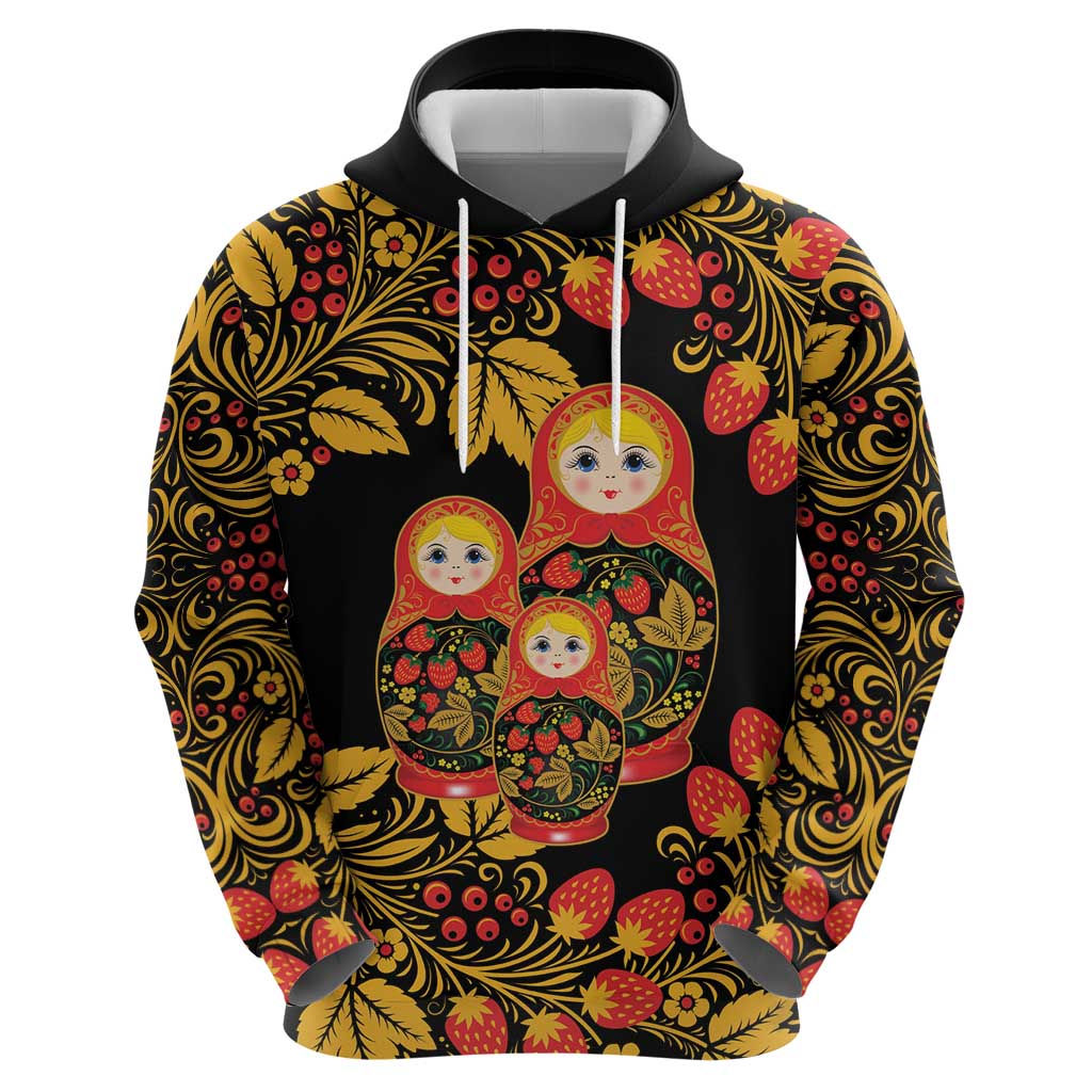 Russian Matryoshka Doll Zip Hoodie Khokhloma Patterns - Wonder Print Shop