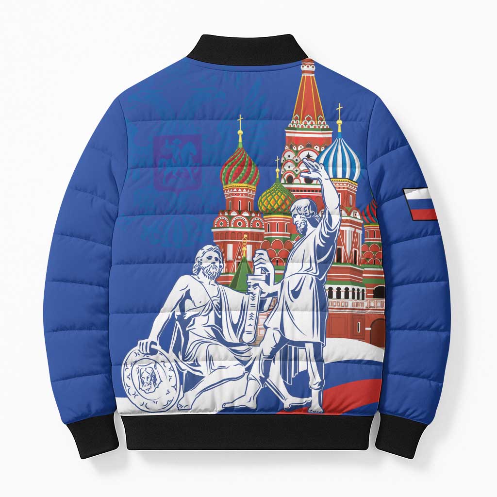Russia National Unity Day Bomber Puffer Jacket Minin And Pozharsky Monument - Wonder Print Shop