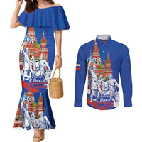 Russia National Unity Day Couples Matching Mermaid Dress and Long Sleeve Button Shirt Minin And Pozharsky Monument - Wonder Print Shop