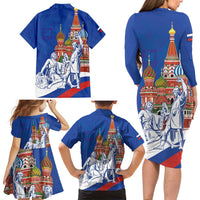 Russia National Unity Day Family Matching Long Sleeve Bodycon Dress and Hawaiian Shirt Minin And Pozharsky Monument - Wonder Print Shop