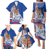 Russia National Unity Day Family Matching Puletasi and Hawaiian Shirt Minin And Pozharsky Monument - Wonder Print Shop