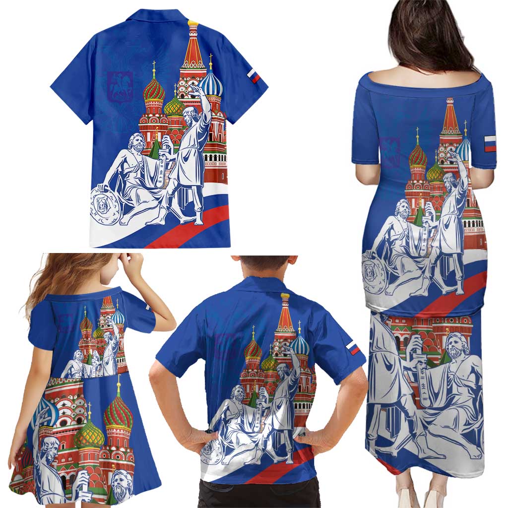 Russia National Unity Day Family Matching Puletasi and Hawaiian Shirt Minin And Pozharsky Monument - Wonder Print Shop