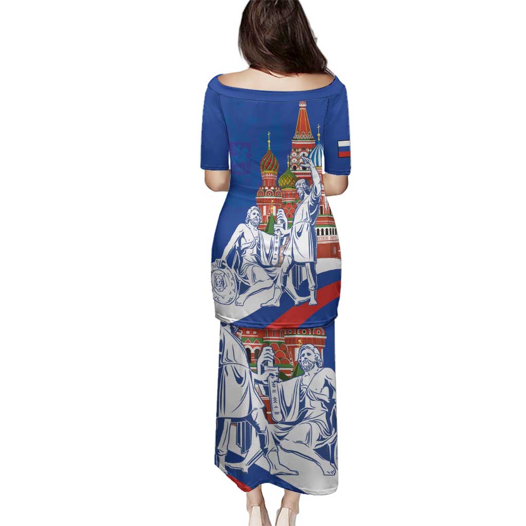 Russia National Unity Day Family Matching Puletasi and Hawaiian Shirt Minin And Pozharsky Monument - Wonder Print Shop