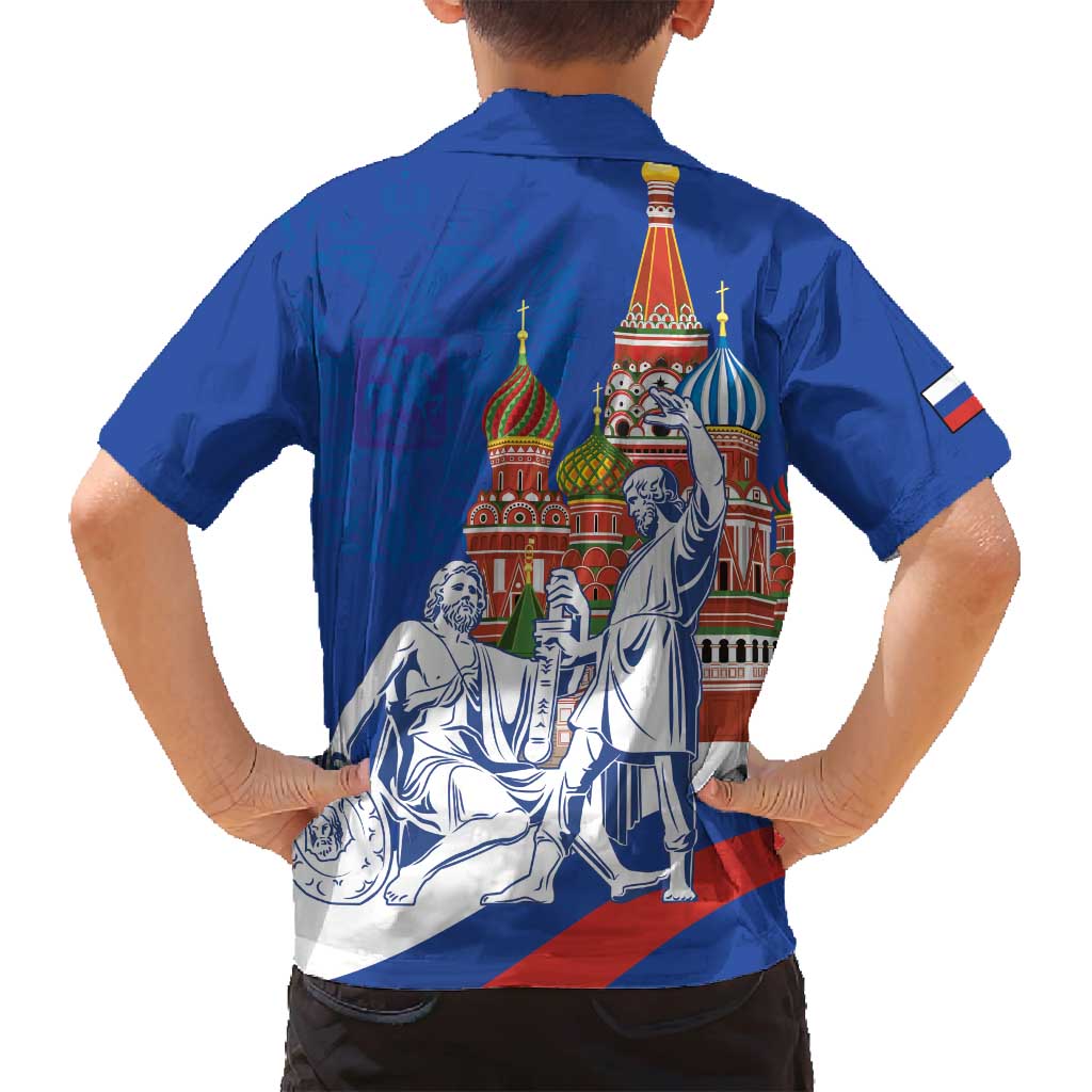 Russia National Unity Day Family Matching Summer Maxi Dress and Hawaiian Shirt Minin And Pozharsky Monument - Wonder Print Shop