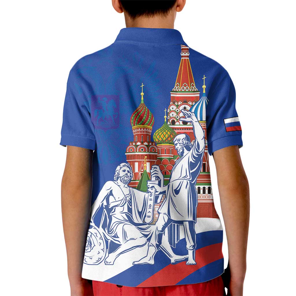 Russia National Unity Day Kid Polo Shirt Minin And Pozharsky Monument - Wonder Print Shop