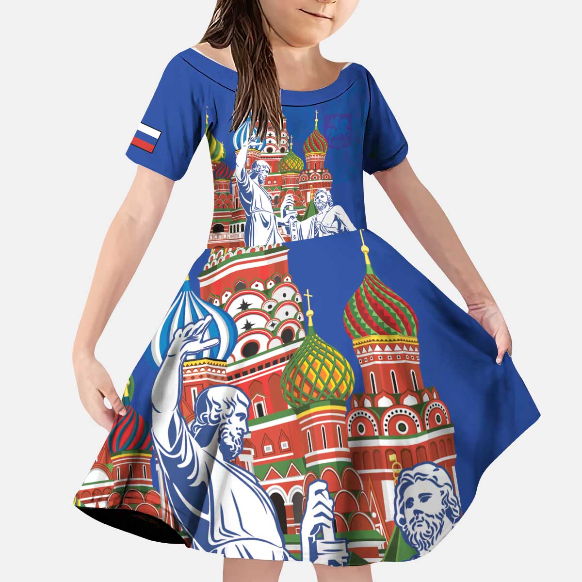 Russia National Unity Day Kid Short Sleeve Dress Minin And Pozharsky Monument - Wonder Print Shop