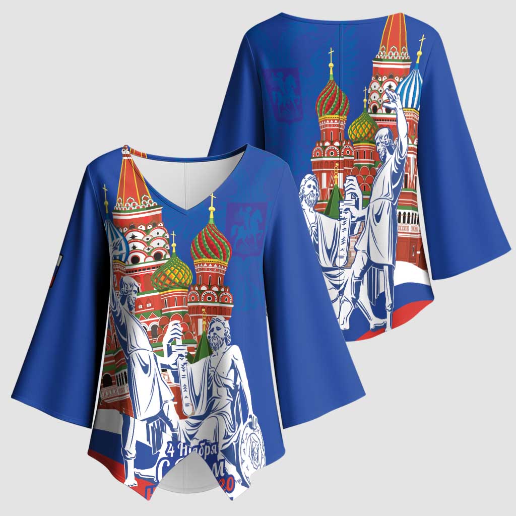 Russia National Unity Day Kimono Sleeve Blouse Minin And Pozharsky Monument - Wonder Print Shop