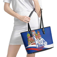 Russia National Unity Day Leather Tote Bag Minin And Pozharsky Monument - Wonder Print Shop