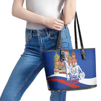 Russia National Unity Day Leather Tote Bag Minin And Pozharsky Monument - Wonder Print Shop