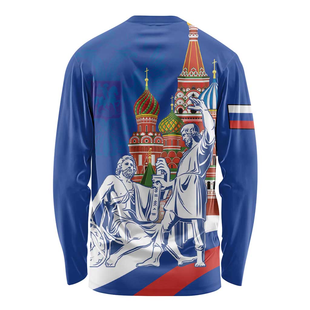 Russia National Unity Day Long Sleeve Shirt Minin And Pozharsky Monument - Wonder Print Shop