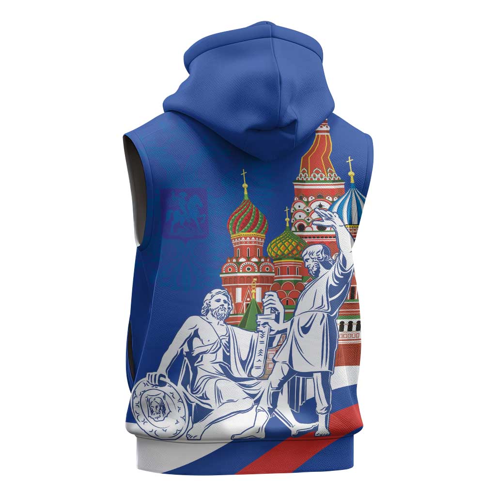 Russia National Unity Day Sleeveless Hoodie Minin And Pozharsky Monument - Wonder Print Shop