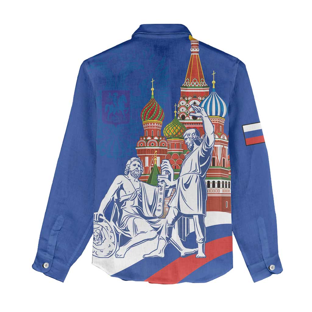 Russia National Unity Day Women Casual Shirt Minin And Pozharsky Monument - Wonder Print Shop