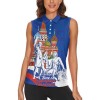 Russia National Unity Day Women Sleeveless Polo Shirt Minin And Pozharsky Monument - Wonder Print Shop