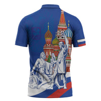 Russia National Unity Day Zipper Polo Shirt Minin And Pozharsky Monument - Wonder Print Shop