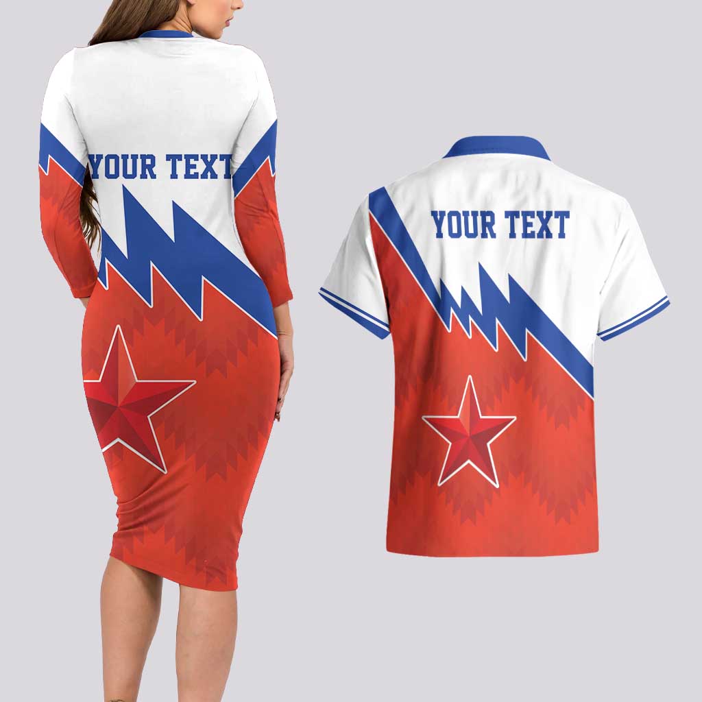 Personalized Russia Football Couples Matching Long Sleeve Bodycon Dress and Hawaiian Shirt The National Team Go Champion - Wonder Print Shop