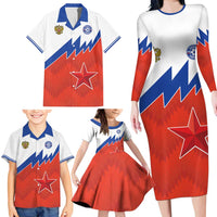 Personalized Russia Football Family Matching Long Sleeve Bodycon Dress and Hawaiian Shirt The National Team Go Champion - Wonder Print Shop