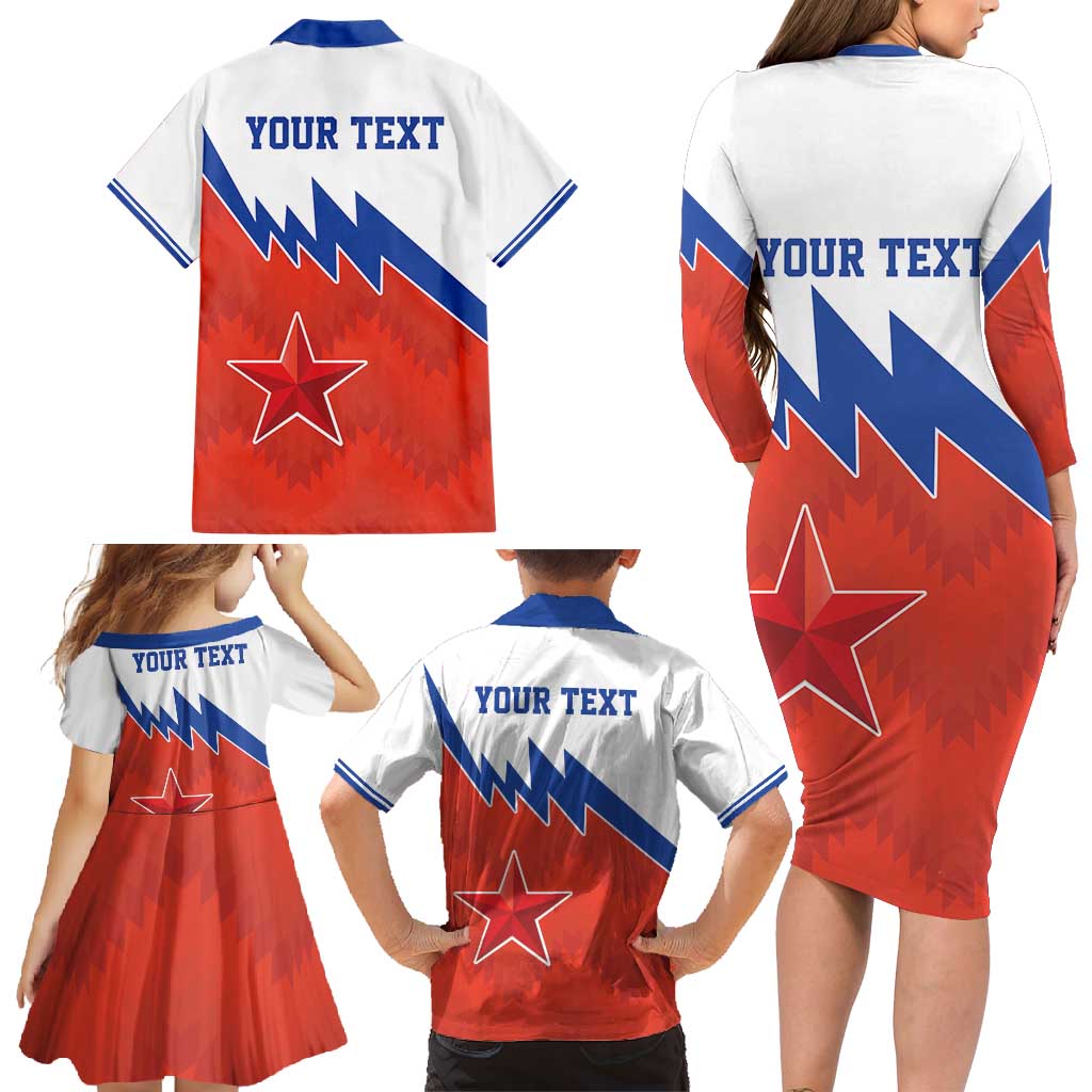 Personalized Russia Football Family Matching Long Sleeve Bodycon Dress and Hawaiian Shirt The National Team Go Champion - Wonder Print Shop