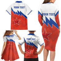 Personalized Russia Football Family Matching Long Sleeve Bodycon Dress and Hawaiian Shirt The National Team Go Champion - Wonder Print Shop