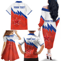 Personalized Russia Football Family Matching Off The Shoulder Long Sleeve Dress and Hawaiian Shirt The National Team Go Champion - Wonder Print Shop