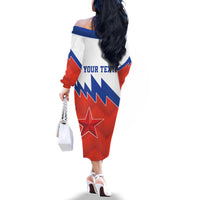 Personalized Russia Football Family Matching Off The Shoulder Long Sleeve Dress and Hawaiian Shirt The National Team Go Champion - Wonder Print Shop