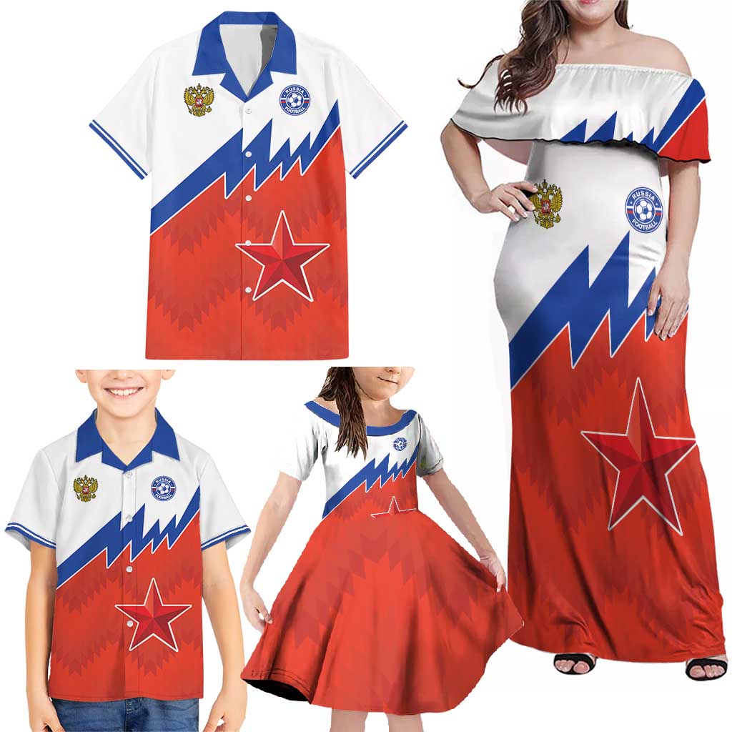 Personalized Russia Football Family Matching Off Shoulder Maxi Dress and Hawaiian Shirt The National Team Go Champion - Wonder Print Shop