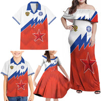 Personalized Russia Football Family Matching Off Shoulder Maxi Dress and Hawaiian Shirt The National Team Go Champion - Wonder Print Shop