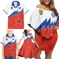 Personalized Russia Football Family Matching Off Shoulder Short Dress and Hawaiian Shirt The National Team Go Champion - Wonder Print Shop