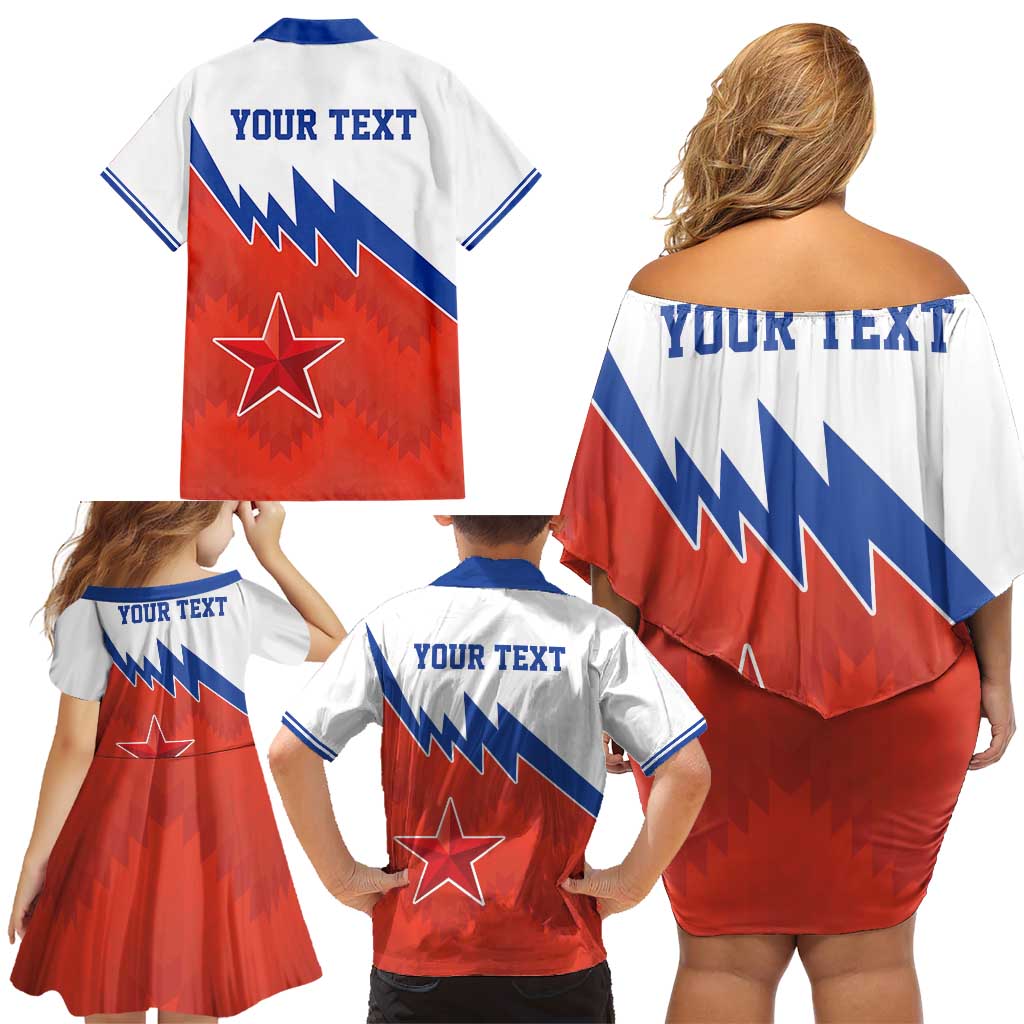 Personalized Russia Football Family Matching Off Shoulder Short Dress and Hawaiian Shirt The National Team Go Champion - Wonder Print Shop