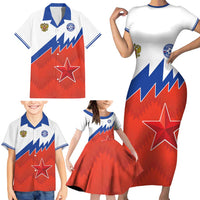 Personalized Russia Football Family Matching Short Sleeve Bodycon Dress and Hawaiian Shirt The National Team Go Champion - Wonder Print Shop