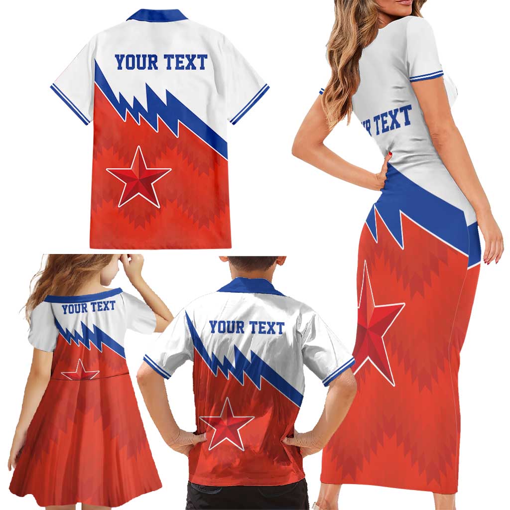 Personalized Russia Football Family Matching Short Sleeve Bodycon Dress and Hawaiian Shirt The National Team Go Champion - Wonder Print Shop