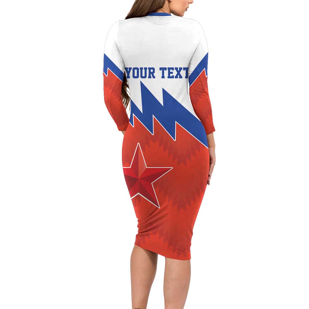 Personalized Russia Football Long Sleeve Bodycon Dress The National Team Go Champion - Wonder Print Shop