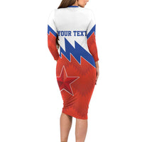 Personalized Russia Football Long Sleeve Bodycon Dress The National Team Go Champion - Wonder Print Shop