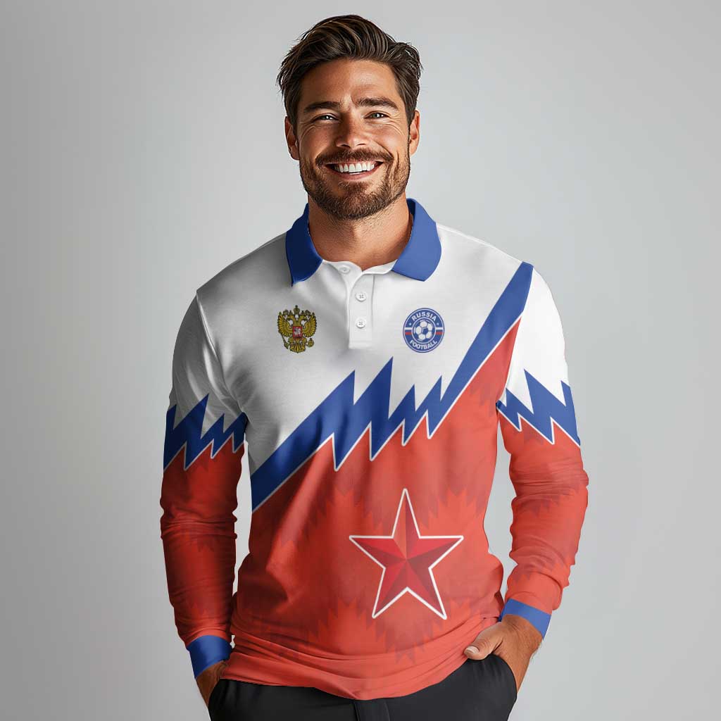 Personalized Russia Football Long Sleeve Polo Shirt The National Team Go Champion - Wonder Print Shop