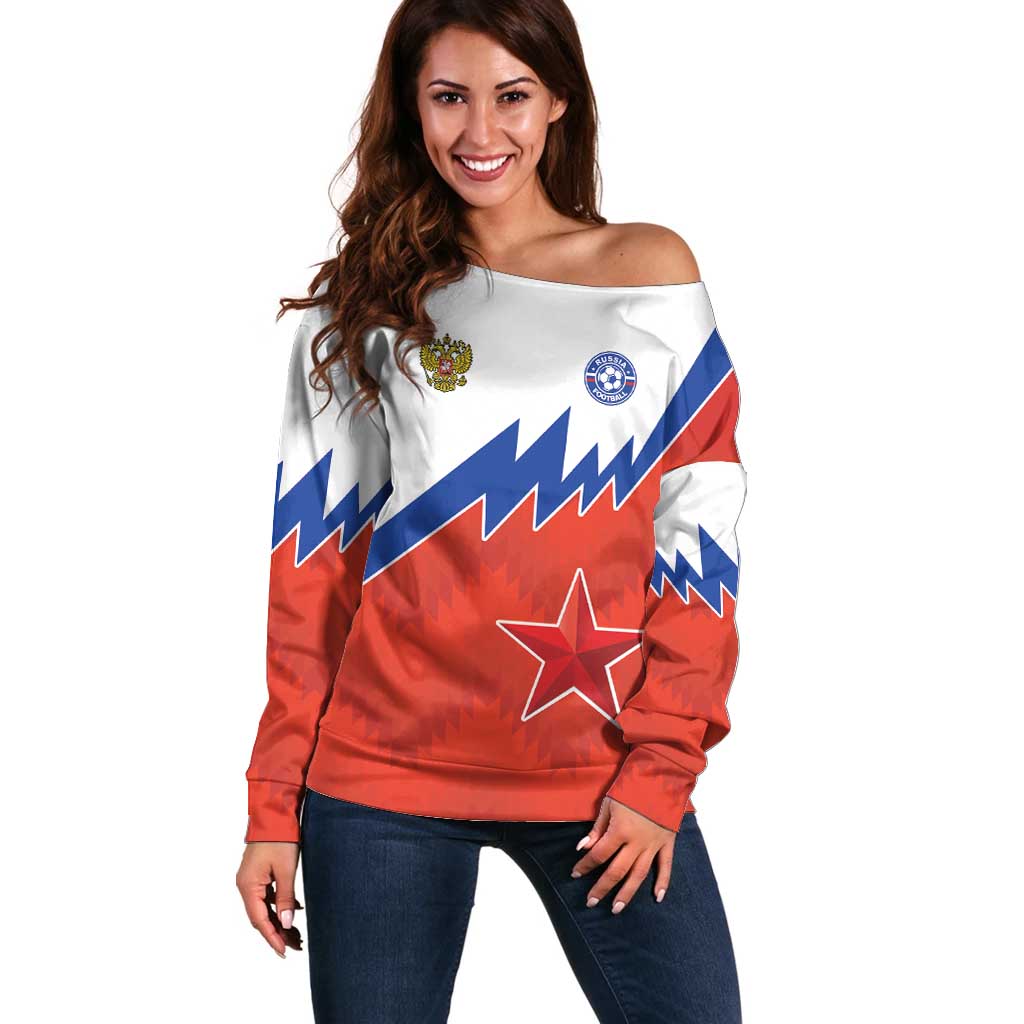 Personalized Russia Football Off Shoulder Sweater The National Team Go Champion - Wonder Print Shop