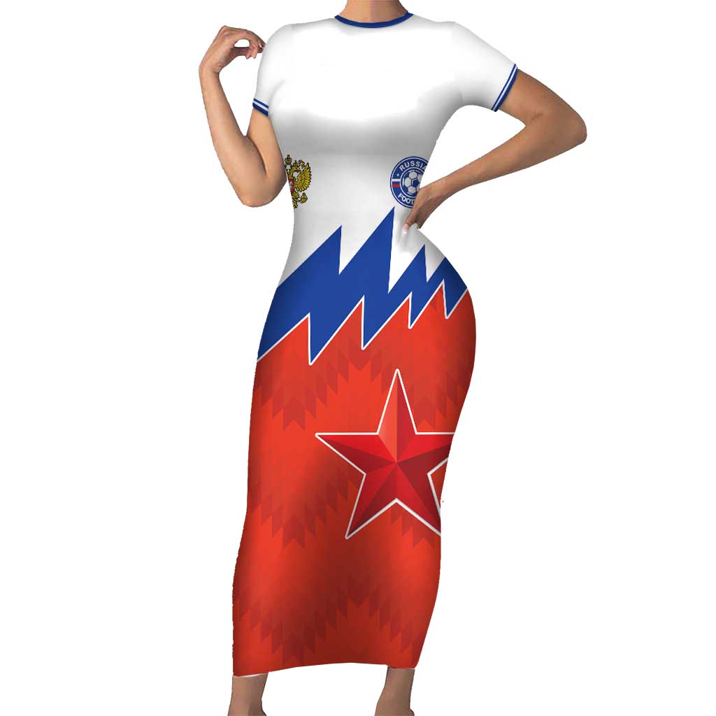 Personalized Russia Football Short Sleeve Bodycon Dress The National Team Go Champion - Wonder Print Shop
