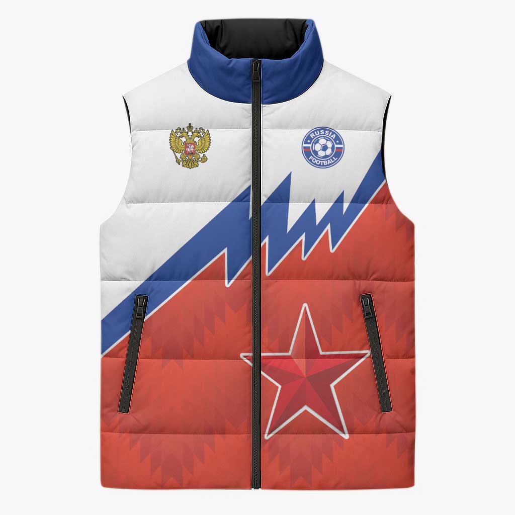 Personalized Russia Football Sleeveless Puffer Jacket The National Team Go Champion - Wonder Print Shop