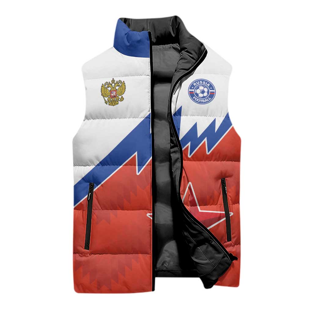 Personalized Russia Football Sleeveless Puffer Jacket The National Team Go Champion - Wonder Print Shop