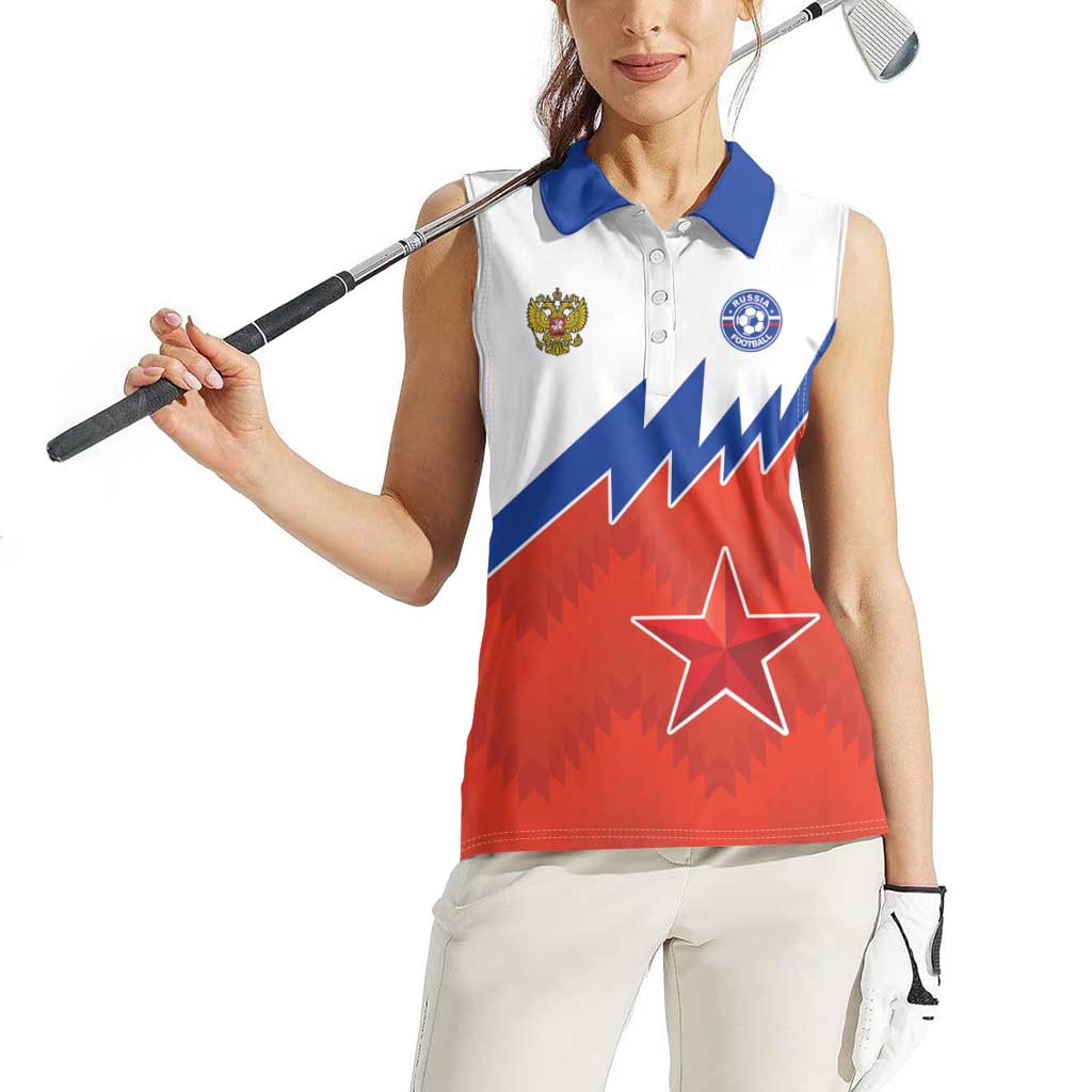 Personalized Russia Football Women Sleeveless Polo Shirt The National Team Go Champion - Wonder Print Shop