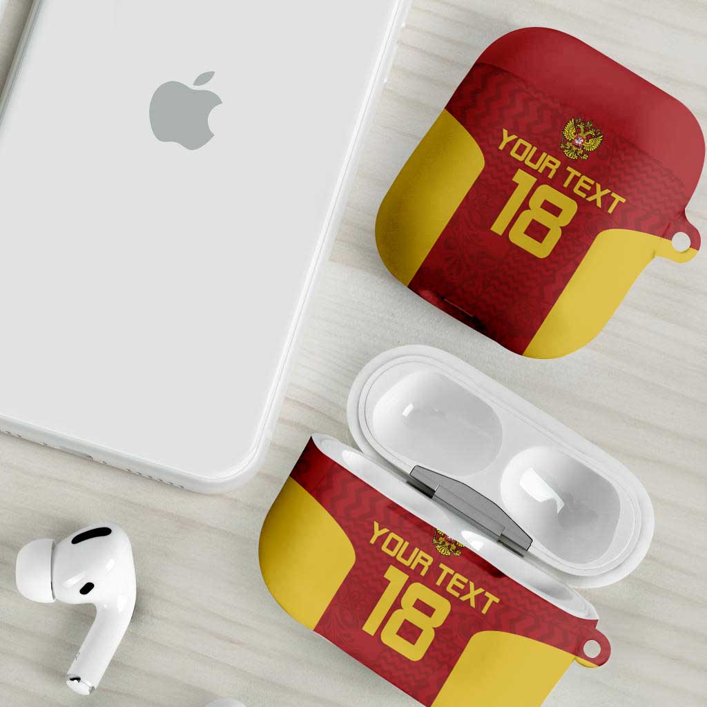 Custom Russia Football AirPods Case Nashi Parni Khokhloma Style - Red - Wonder Print Shop