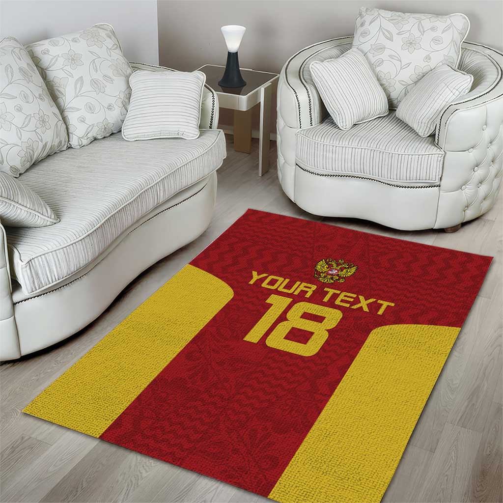 Custom Russia Football Area Rug Nashi Parni Khokhloma Style - Red - Wonder Print Shop