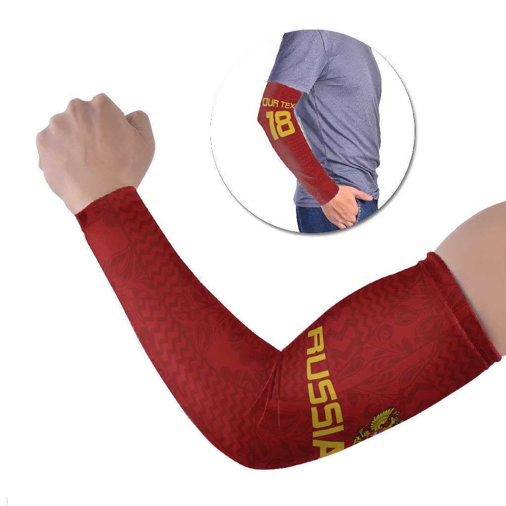 Custom Russia Football Arm Sleeves Nashi Parni Khokhloma Style - Red - Wonder Print Shop