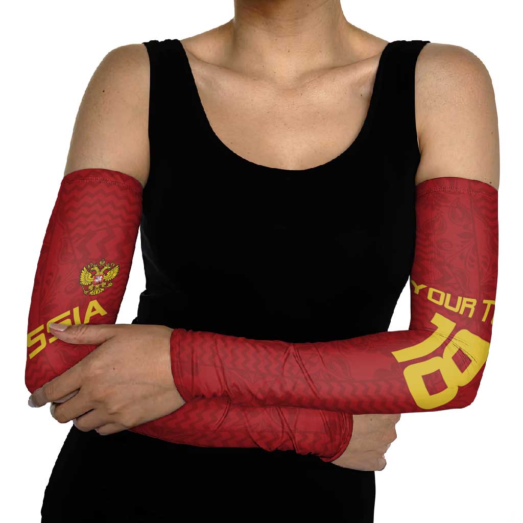 Custom Russia Football Arm Sleeves Nashi Parni Khokhloma Style - Red - Wonder Print Shop