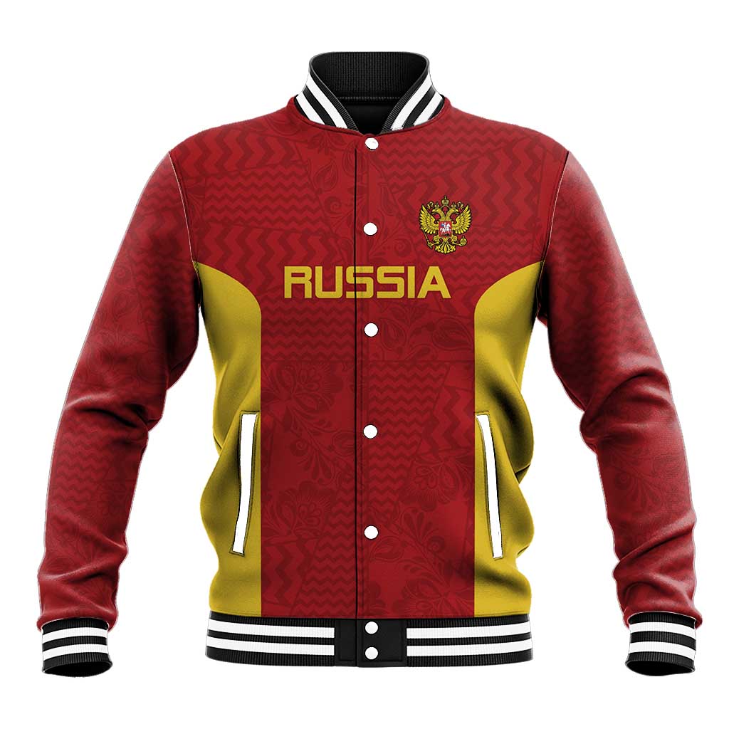 Custom Russia Football Baseball Jacket Nashi Parni Khokhloma Style - Red - Wonder Print Shop