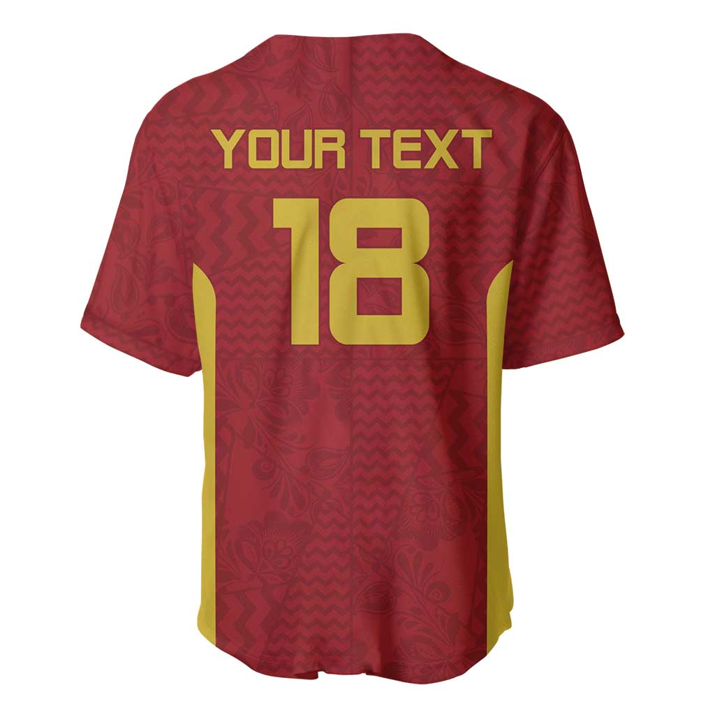 Custom Russia Football Baseball Jersey Nashi Parni Khokhloma Style - Red - Wonder Print Shop
