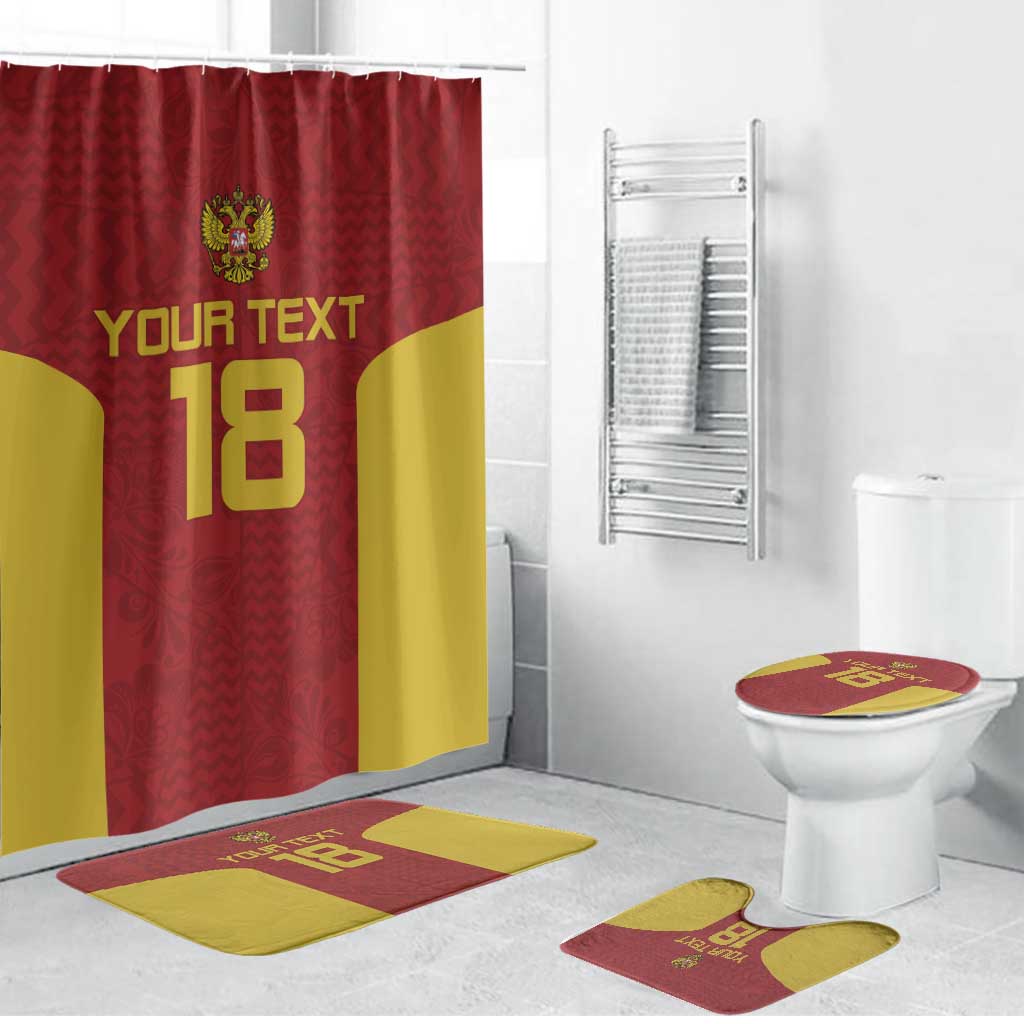 Custom Russia Football Bathroom Set Nashi Parni Khokhloma Style - Red - Wonder Print Shop