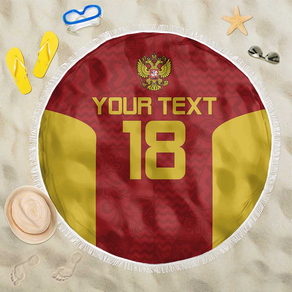 Custom Russia Football Beach Blanket Nashi Parni Khokhloma Style - Red - Wonder Print Shop